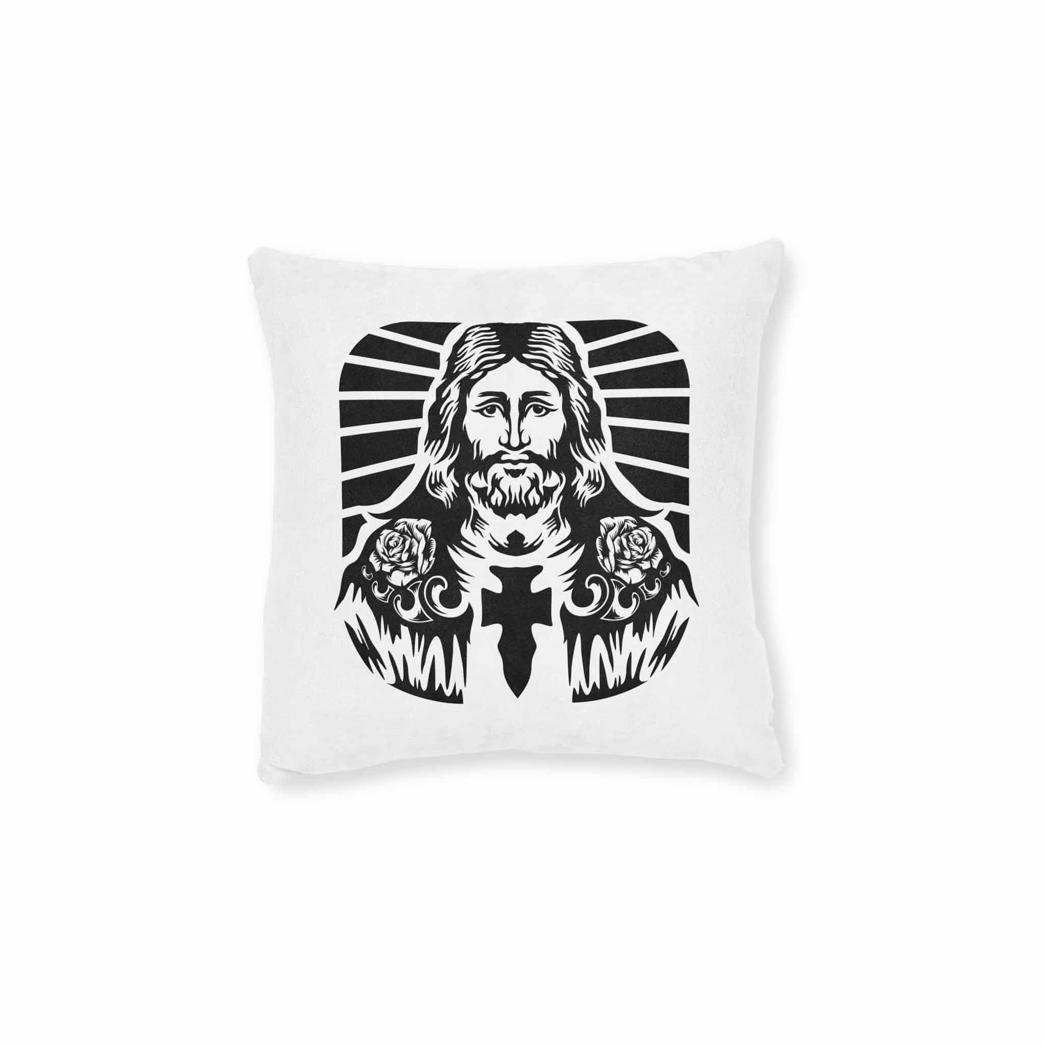 Hand Drwan Jesus Design Vector Square Pillow Pink Back