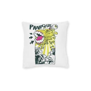 Dripping Monster Screaming Panicked People Square Pillow Pink Back