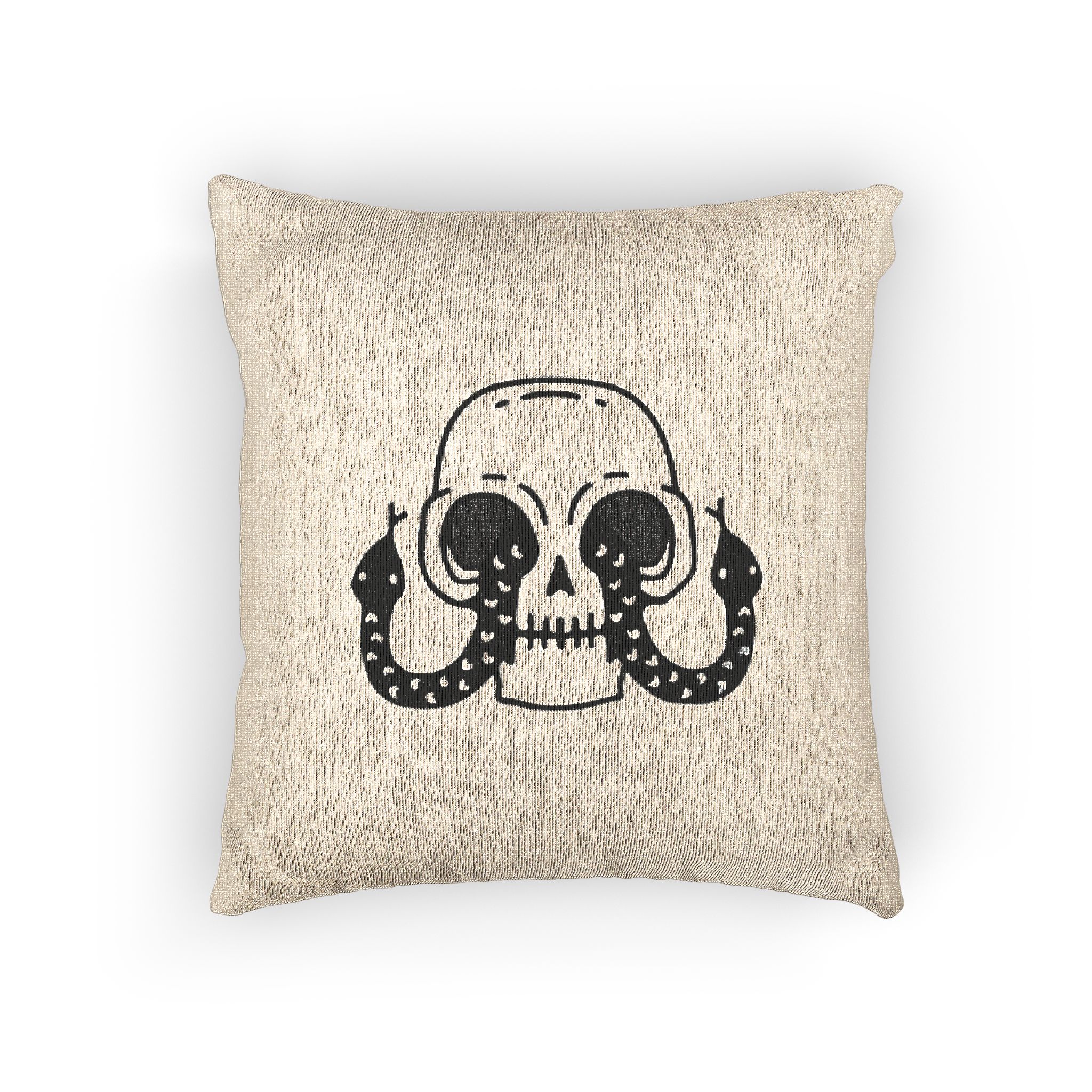 Cool Skull Head With Snakes Eyes Illustration T Shirt Sticker Apparel Merchandise Woven Pillow - Image 3