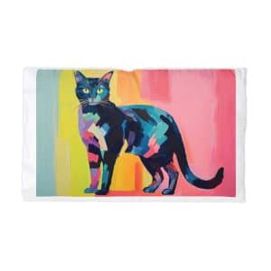 Colorful Abstract Cat Painting Microfiber Pillowcase