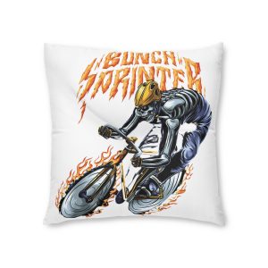 Cornering Skull Cyclist With Text Illustration Tufted Floor Pillow Square