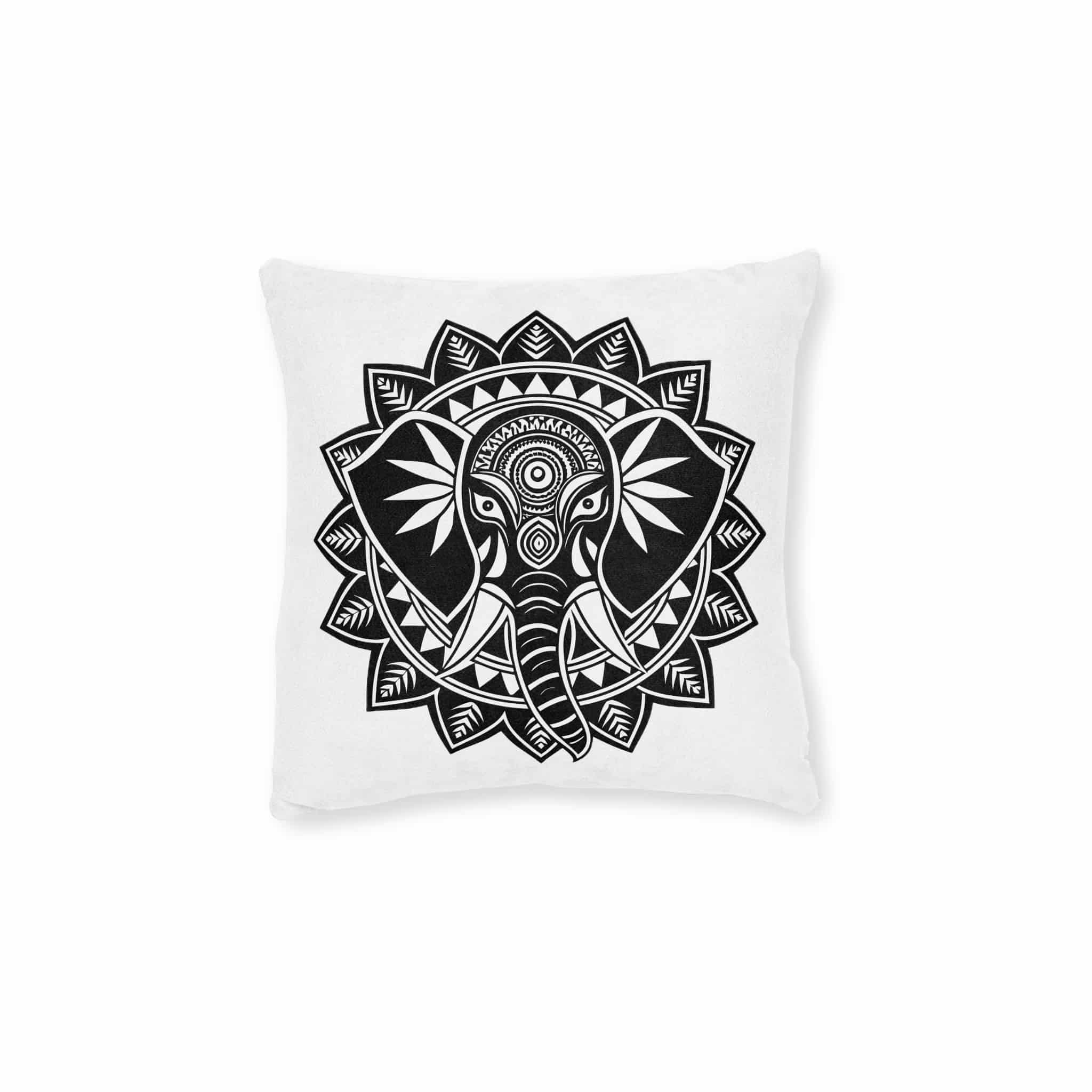 Elephant Mandala Square Pillow Pink Back