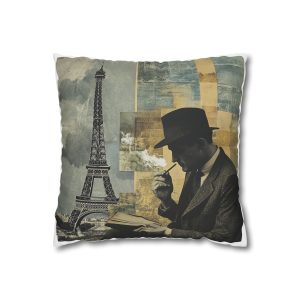 Vintage Paris Square Poly Canvas Pillowcase