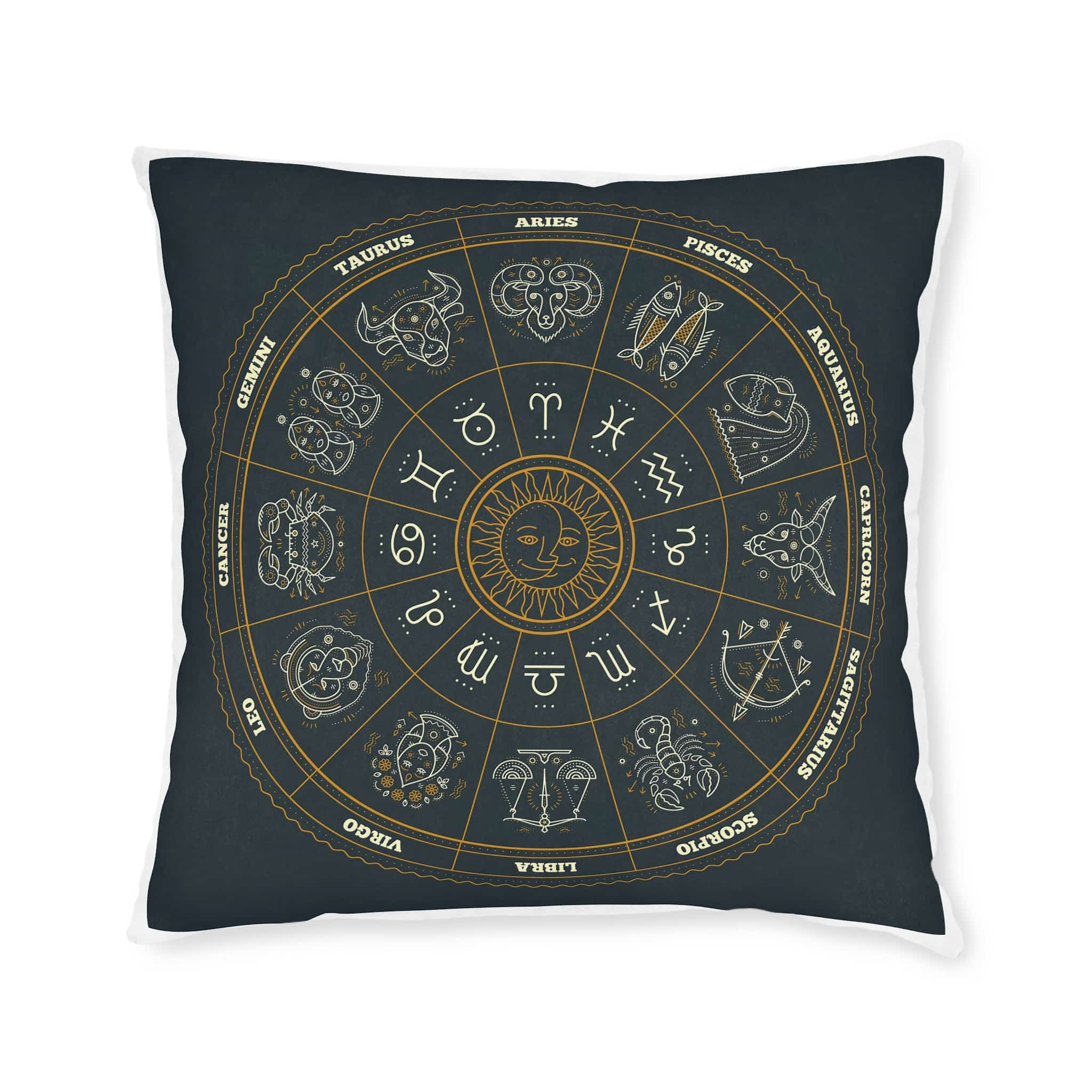 Zodiac Signs Square Pillow Pink Back - Image 9