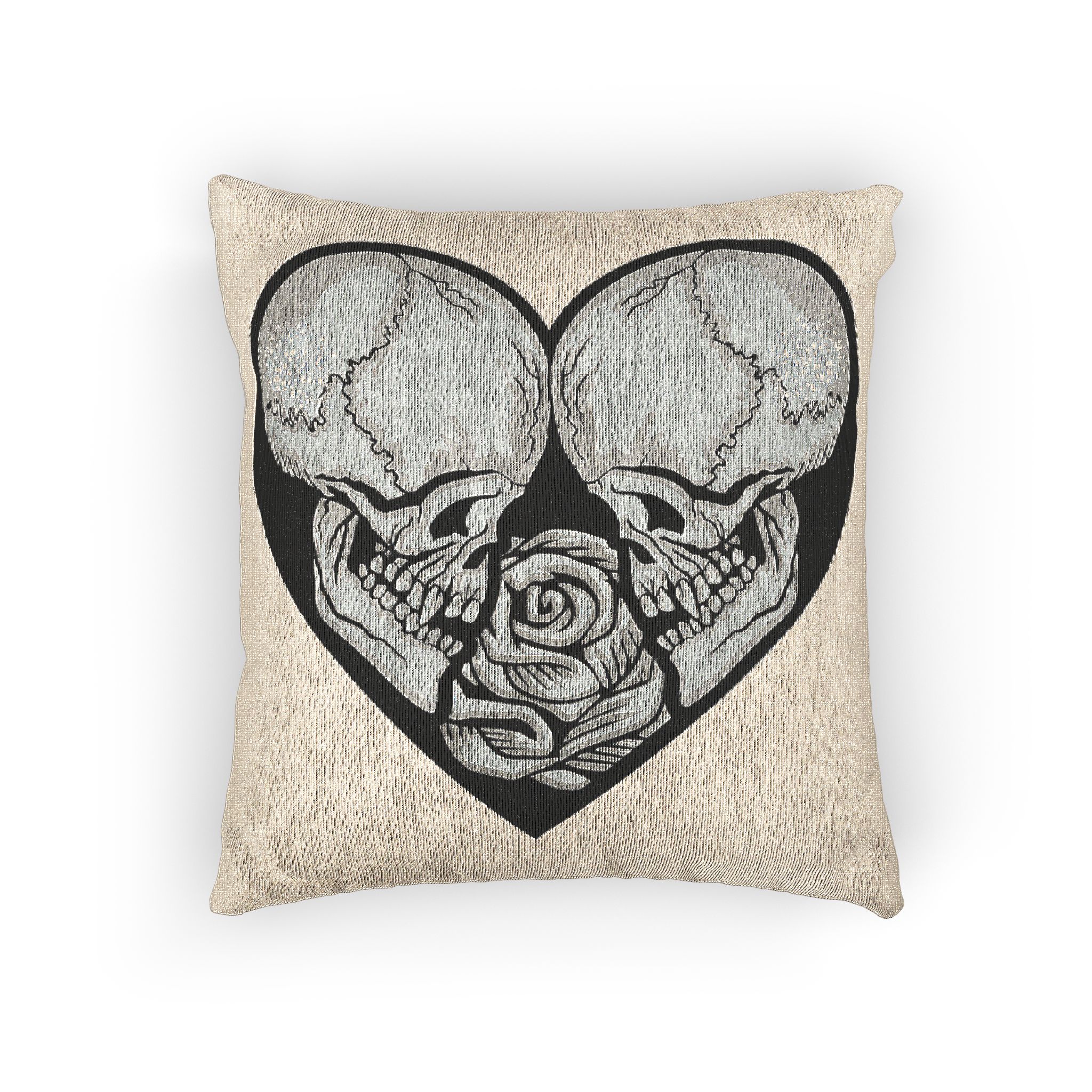 Gothic Sign With Skull Heart Grunge Vintage Design T Shirts Woven Pillow - Image 3