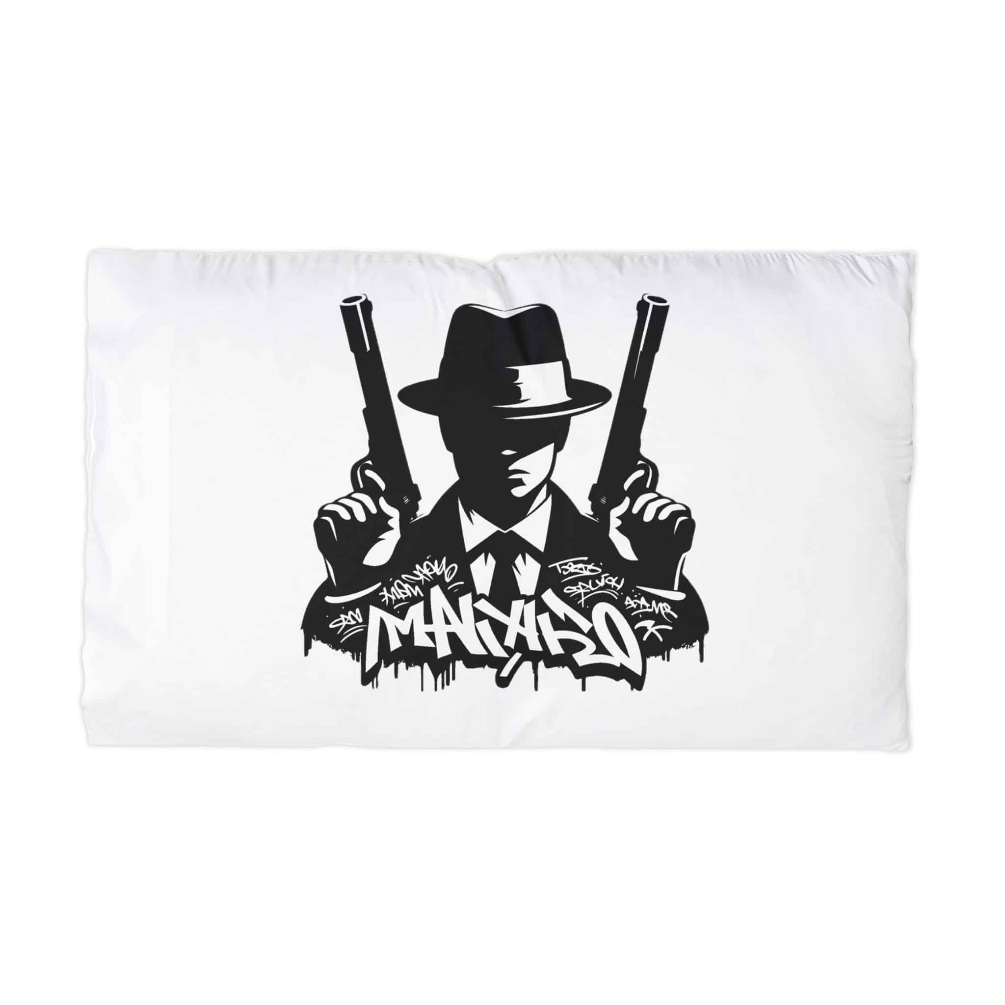 Mafia Gangster Silhouette People Graffiti Tag Hip Hop Street Art Typography Illustration Microfiber Pillowcase