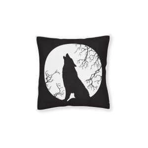 Wolf Moon Square Pillow Pink Back