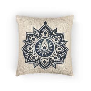 Blue Gradient Diwali Line Art Flower Pattern Woven Pillow