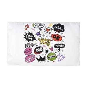 Hand Drawn Pop Art Speech Bubbles Isolated White Background Microfiber Pillowcase