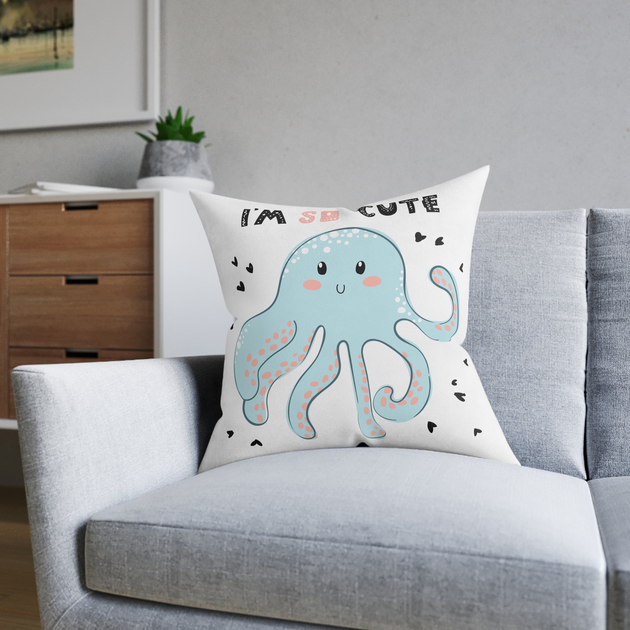 Iam So Cute Square Pillow Pink Back - Image 12