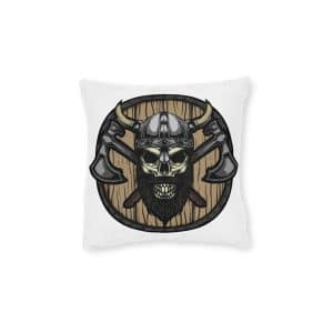 Viking Skull Square Pillow Pink Back