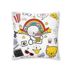 Cute Bear Tufted Floor Pillow Square