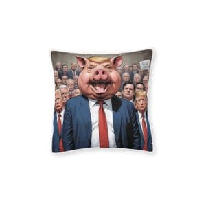 President Pig 7 Square Pillow Pink Back