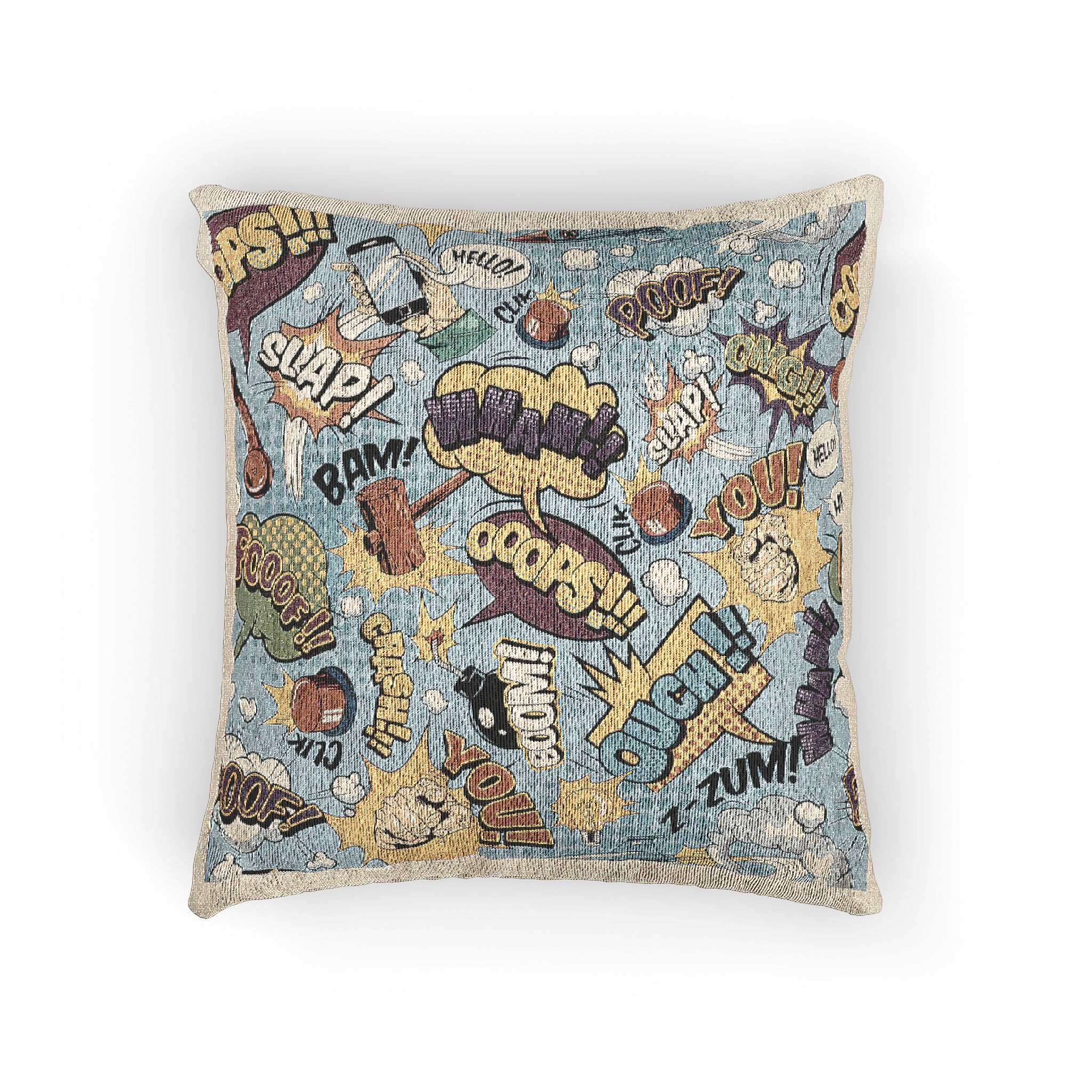 Comic Colorful Seamless Pattern With Bright Speech Bubbles Woven Pillow