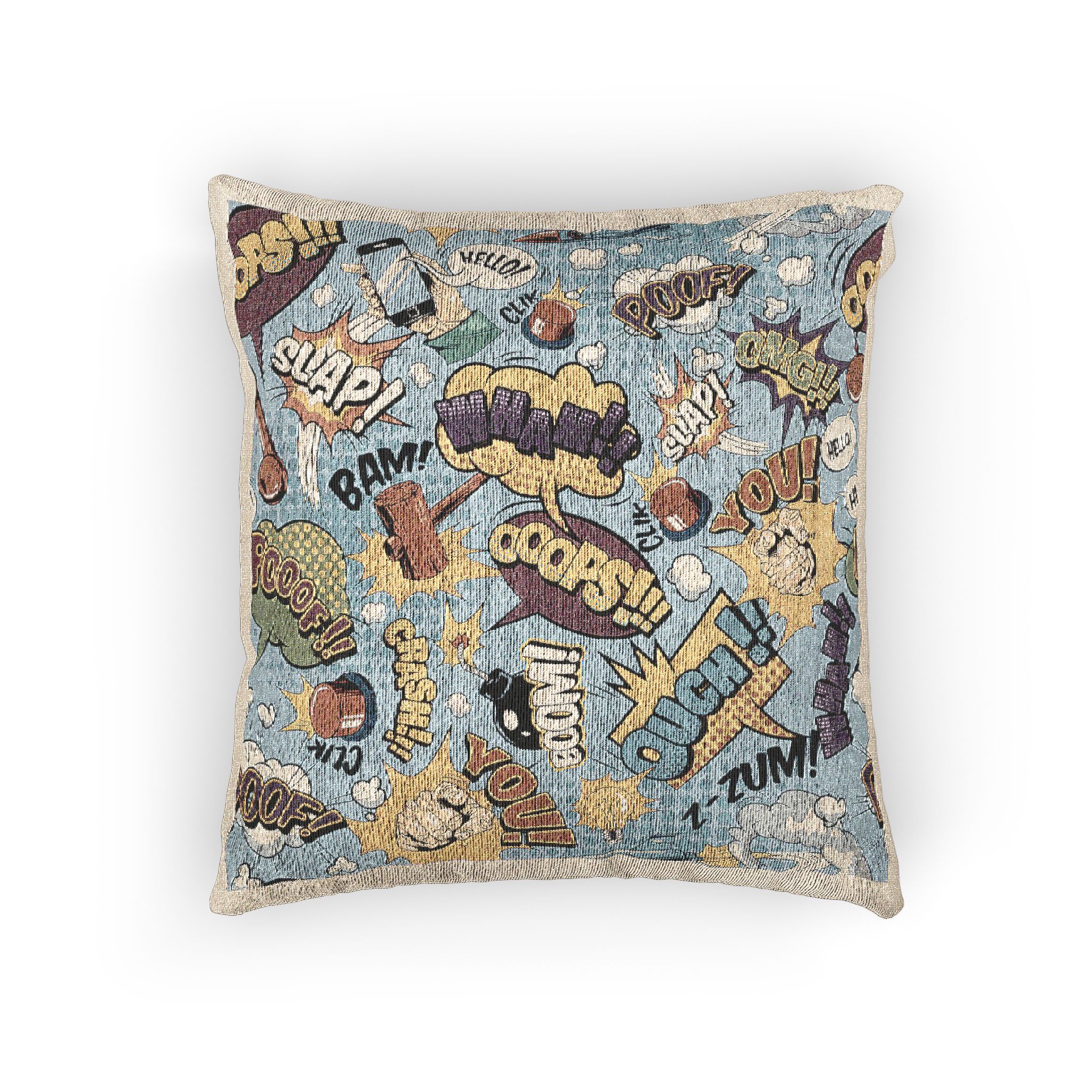Comic Colorful Seamless Pattern With Bright Speech Bubbles Woven Pillow - Image 3