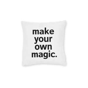 Typography Slogan Motivational Tshirt Design Square Pillow Pink Back