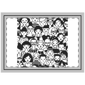 Monochrome Seamless Pattern With Faces Heads People Throw Pillow