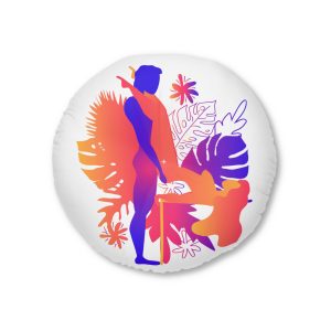 Kama Sutra Man Woman Have Sex Art Love Sexual Position Butterfly Tufted Floor Pillow Round