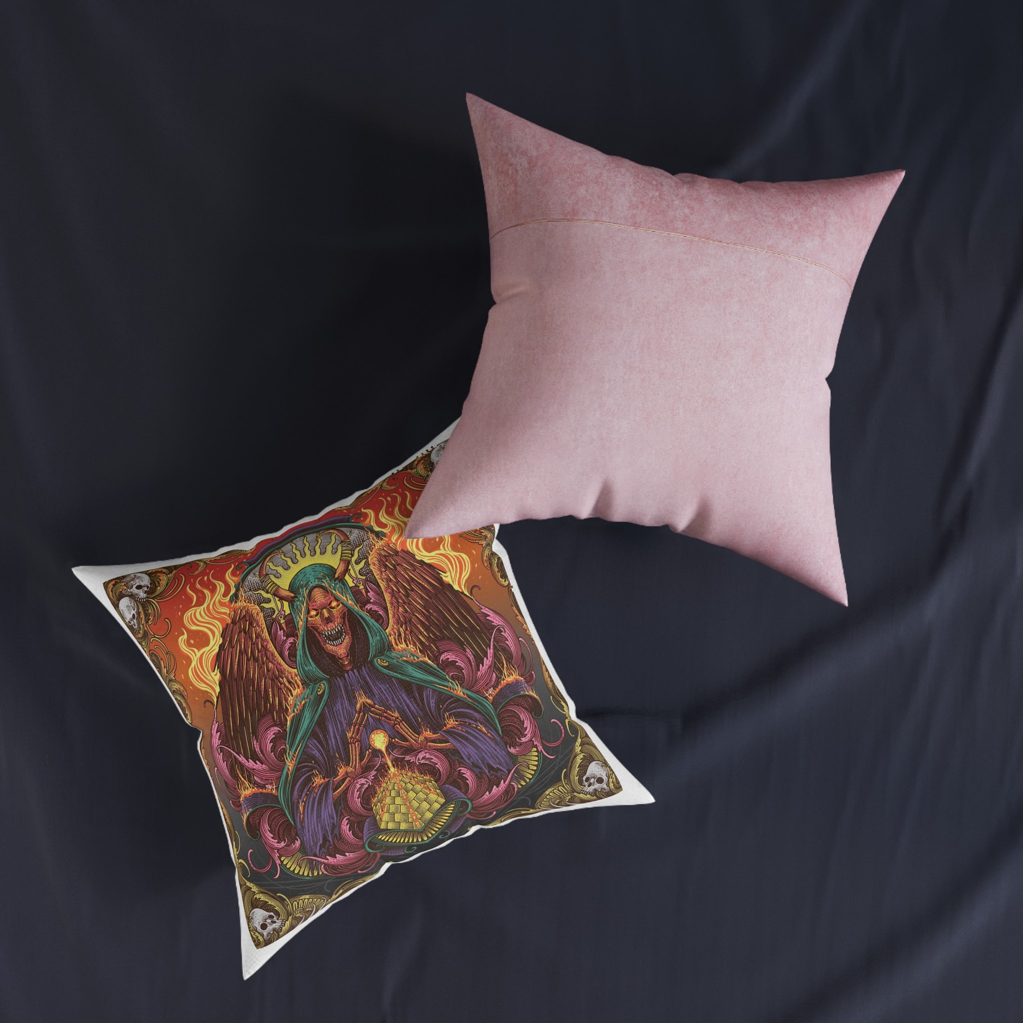 The First Villain Square Pillow Pink Back - Image 11