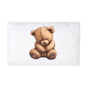 Adorable Shy Brown Teddy Bear Clip Art Illustration Microfiber Pillowcase