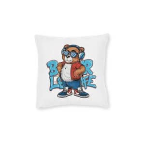 Bear V1 Square Pillow Pink Back