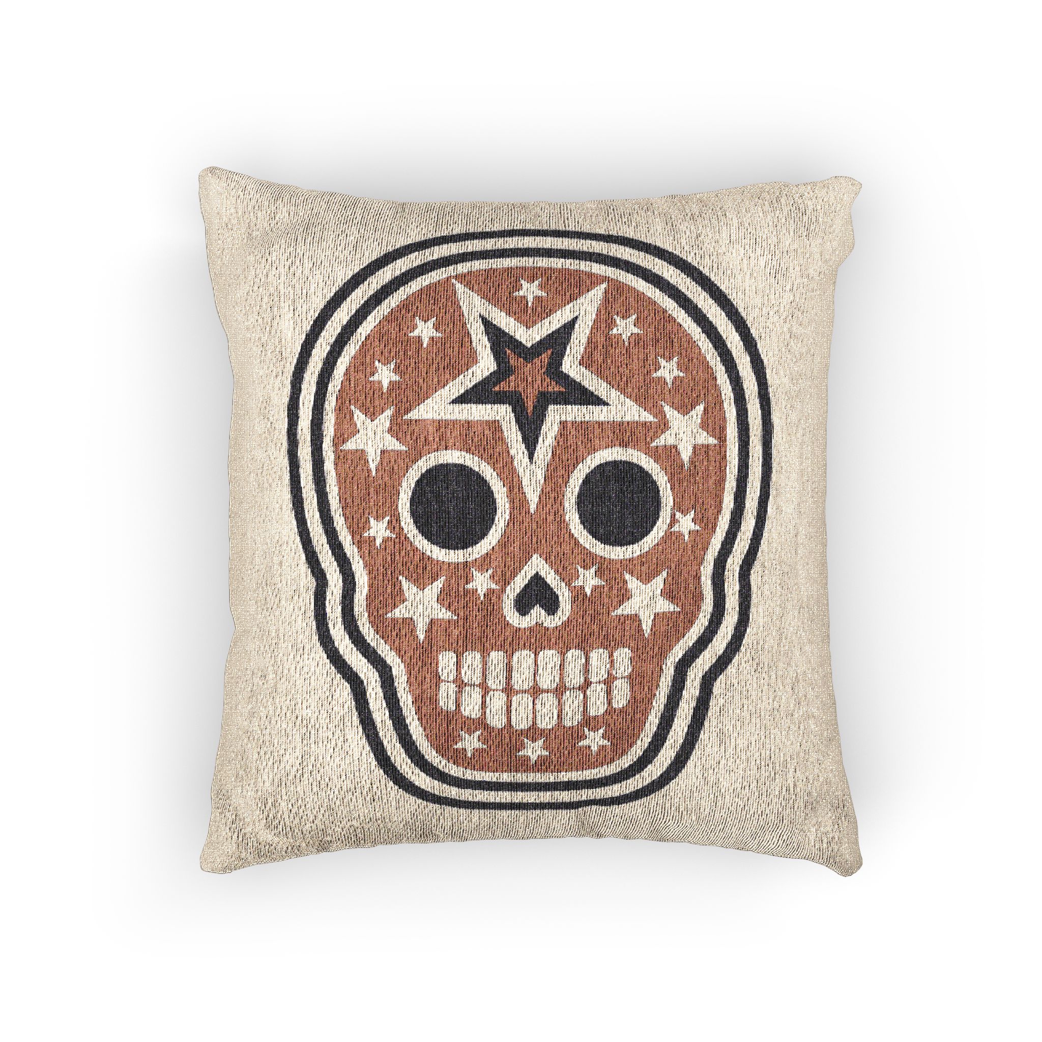 Skull With American Flag Grunge Vintage Design T Shirts Woven Pillow - Image 3
