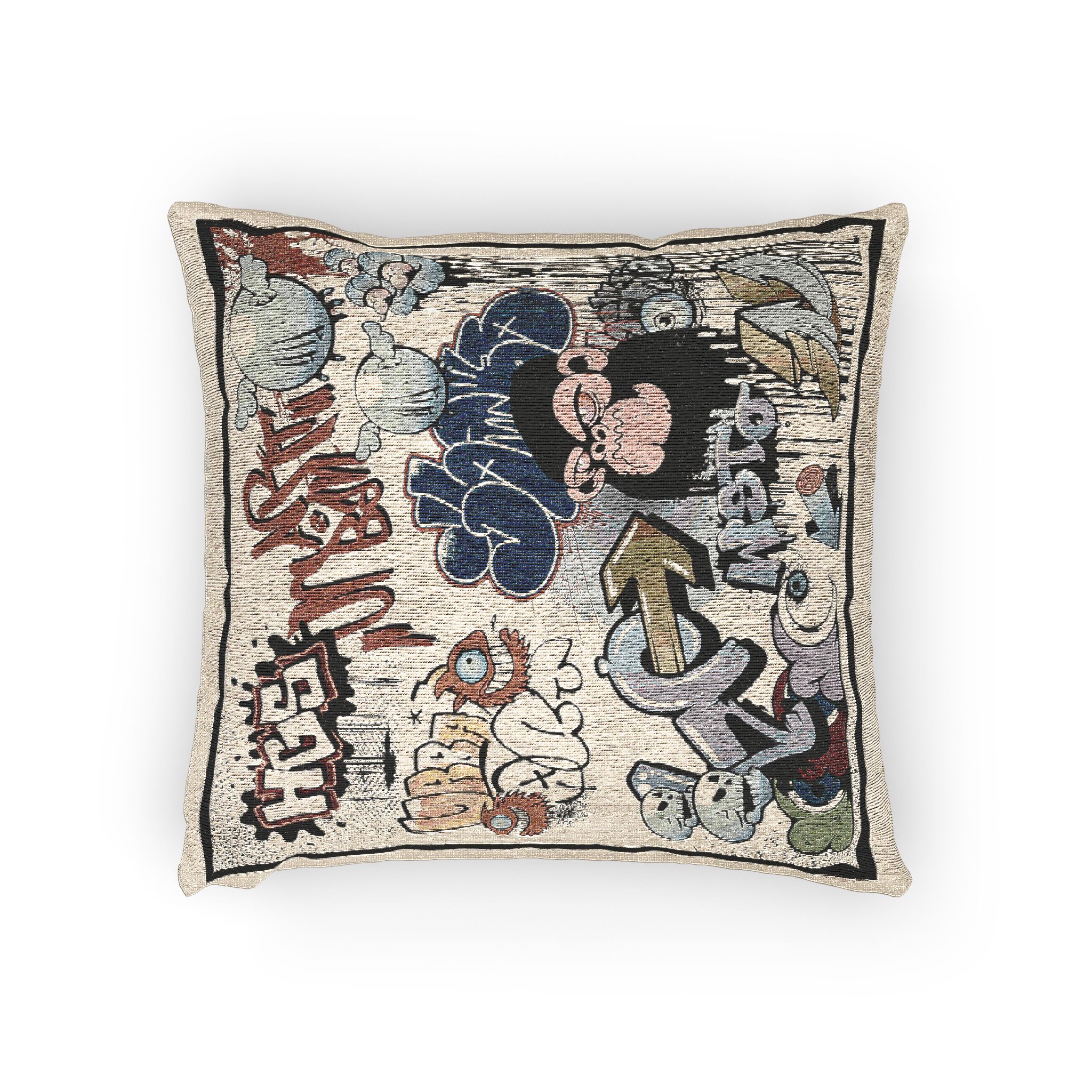 Seamless Graffiti Pattern (1) 1 Woven Pillow - Image 2