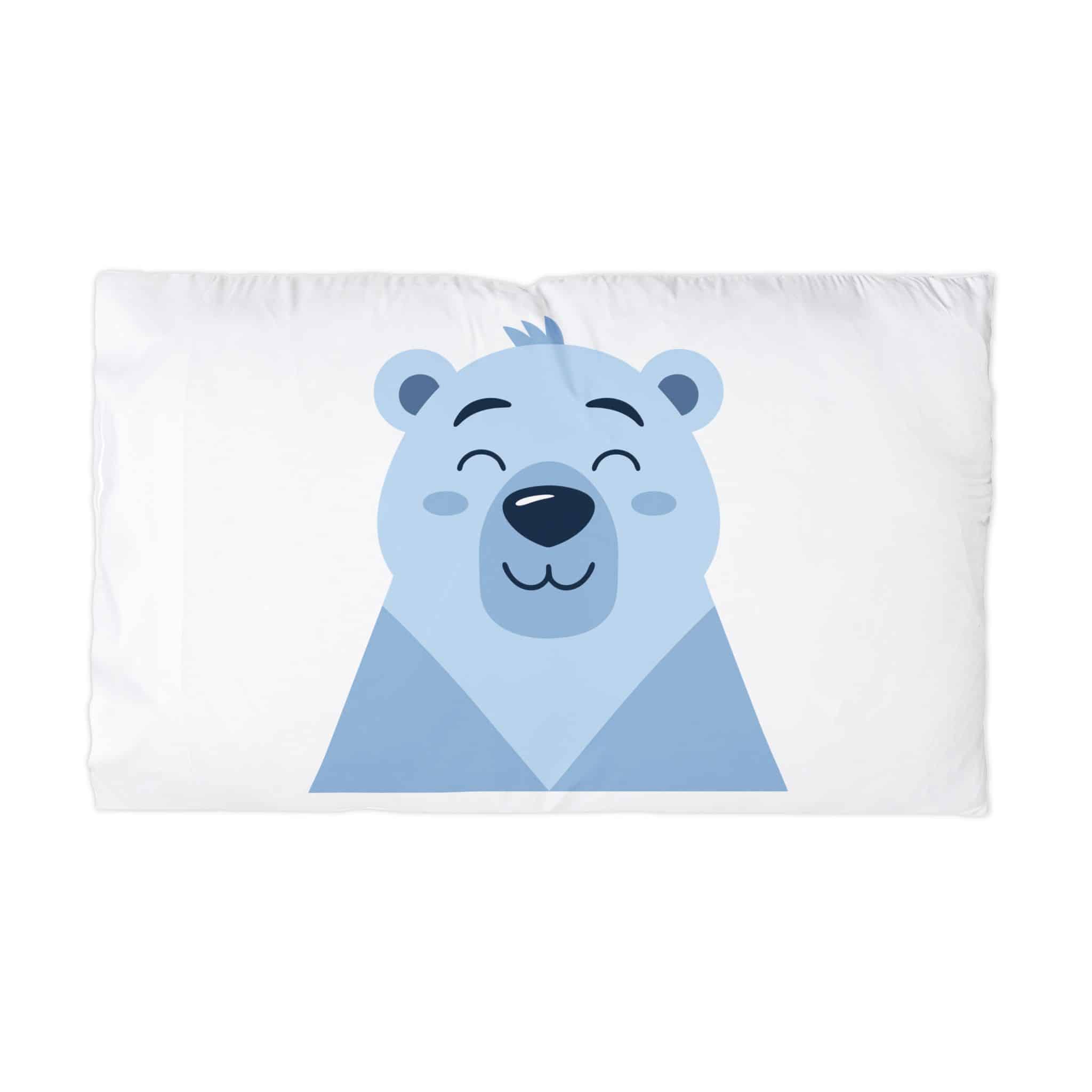 Adorable Cartoon Polar Bear Face Vector Illustration Childrens Art Projects Microfiber Pillowcase