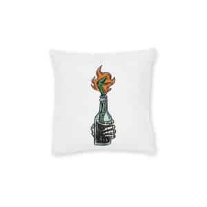 Molotov Cocktail With A Snake As the Wick Square Pillow Pink Back