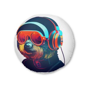 Funny Sloth Music Smiling Sloth Tufted Floor Pillow Round