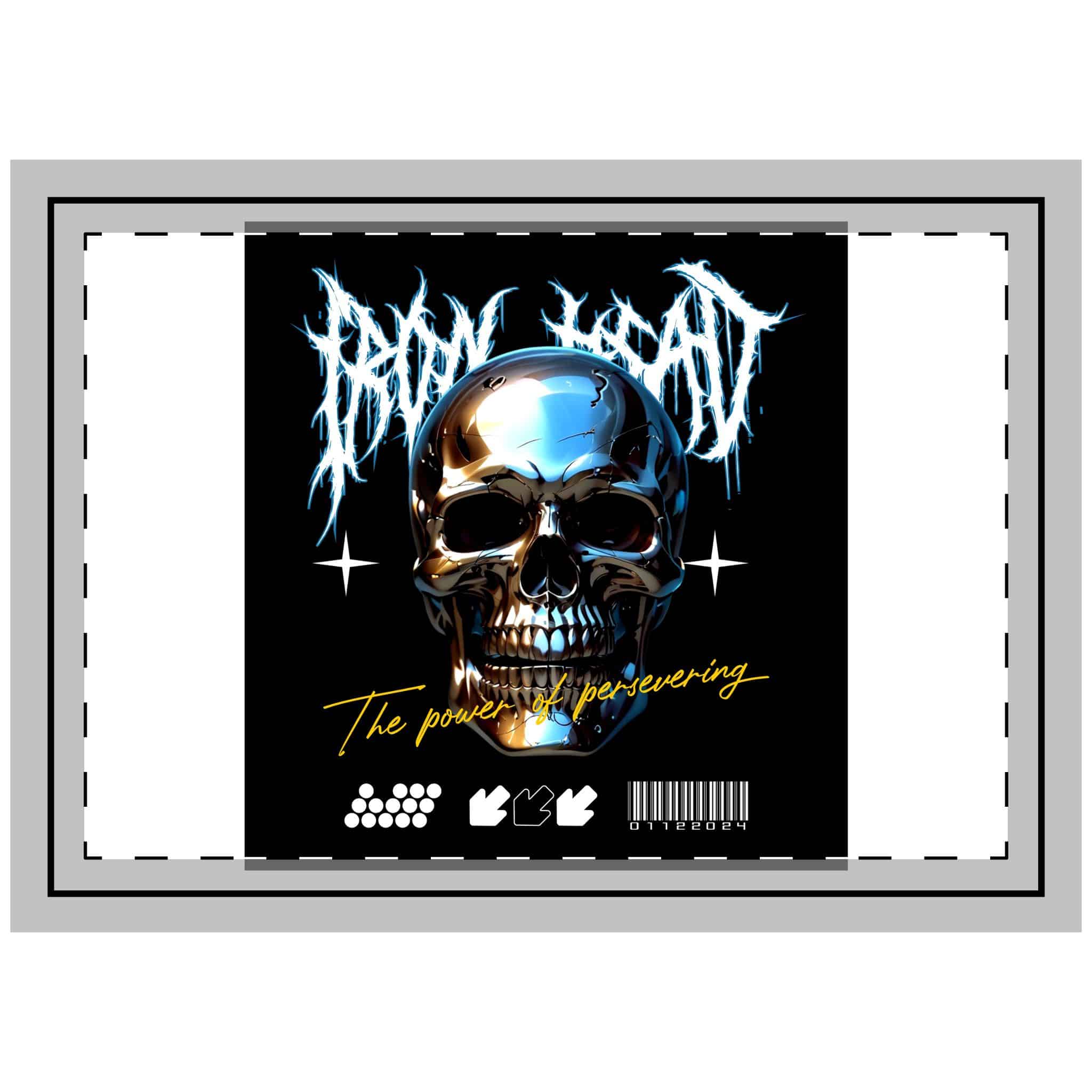 Chrome Skull Typography Power Persevering Throw Pillow