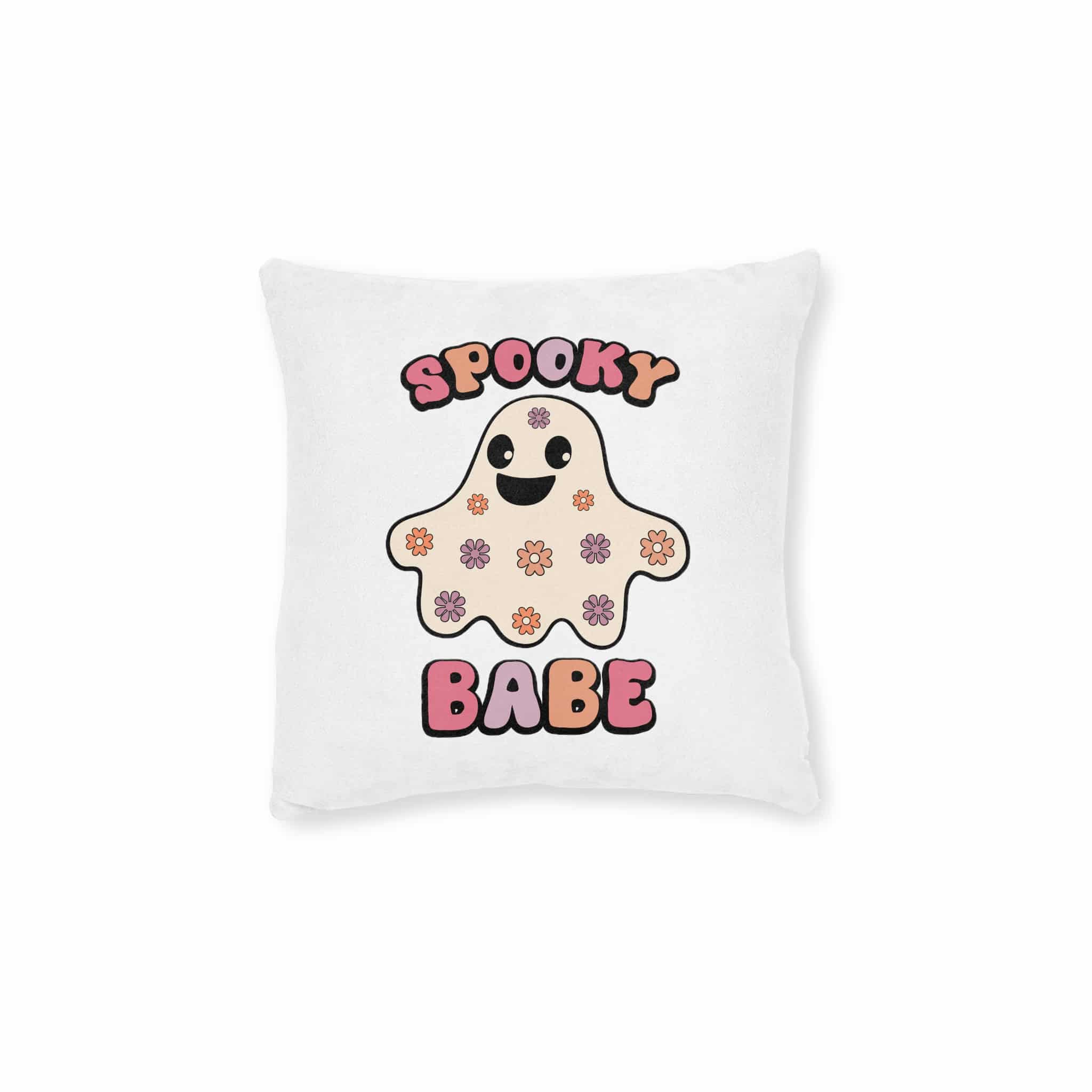 Spooky Babe Square Pillow Pink Back