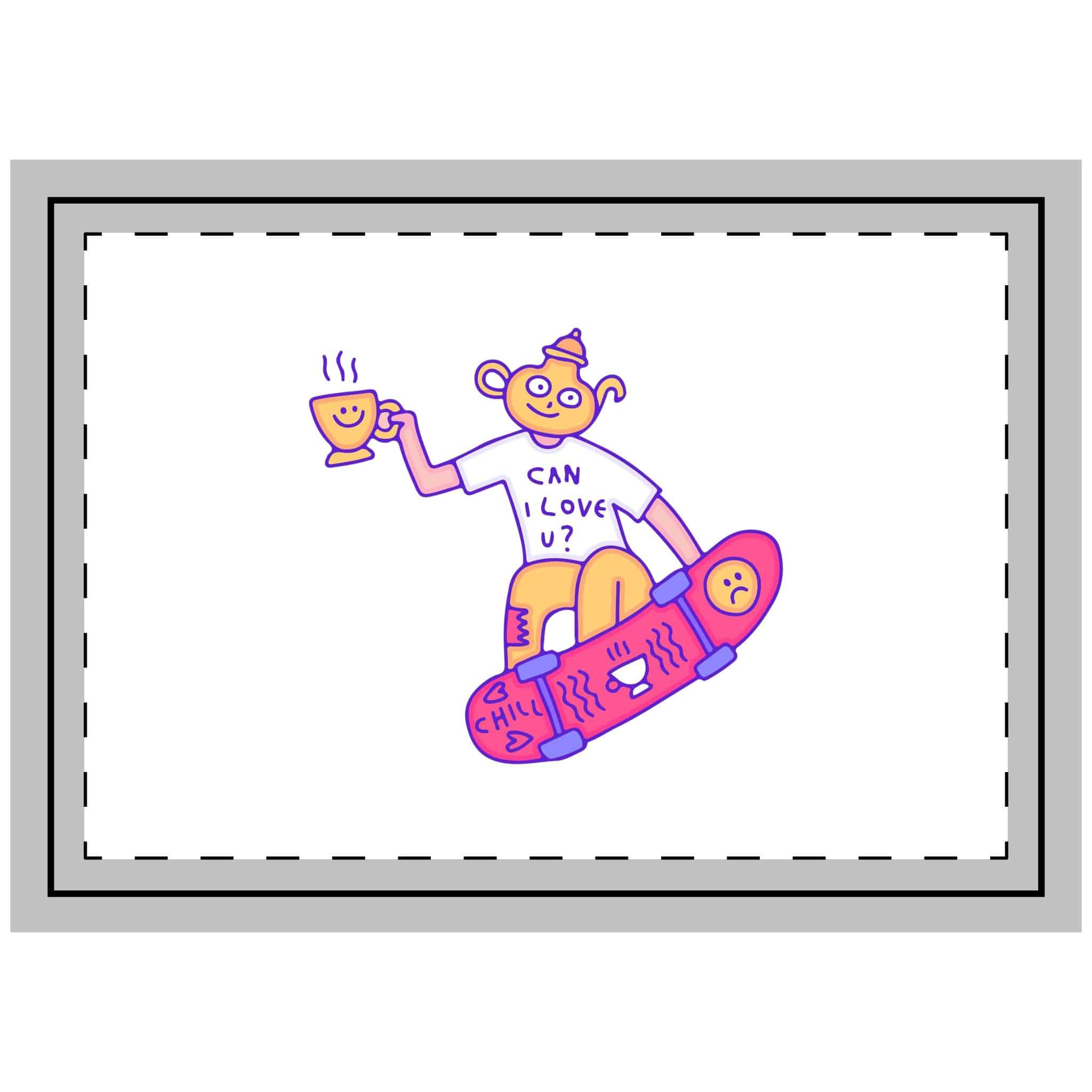 Cool Teapot Character Freestyle With Skateboard Illustration T Shirt Sticker Throw Pillow