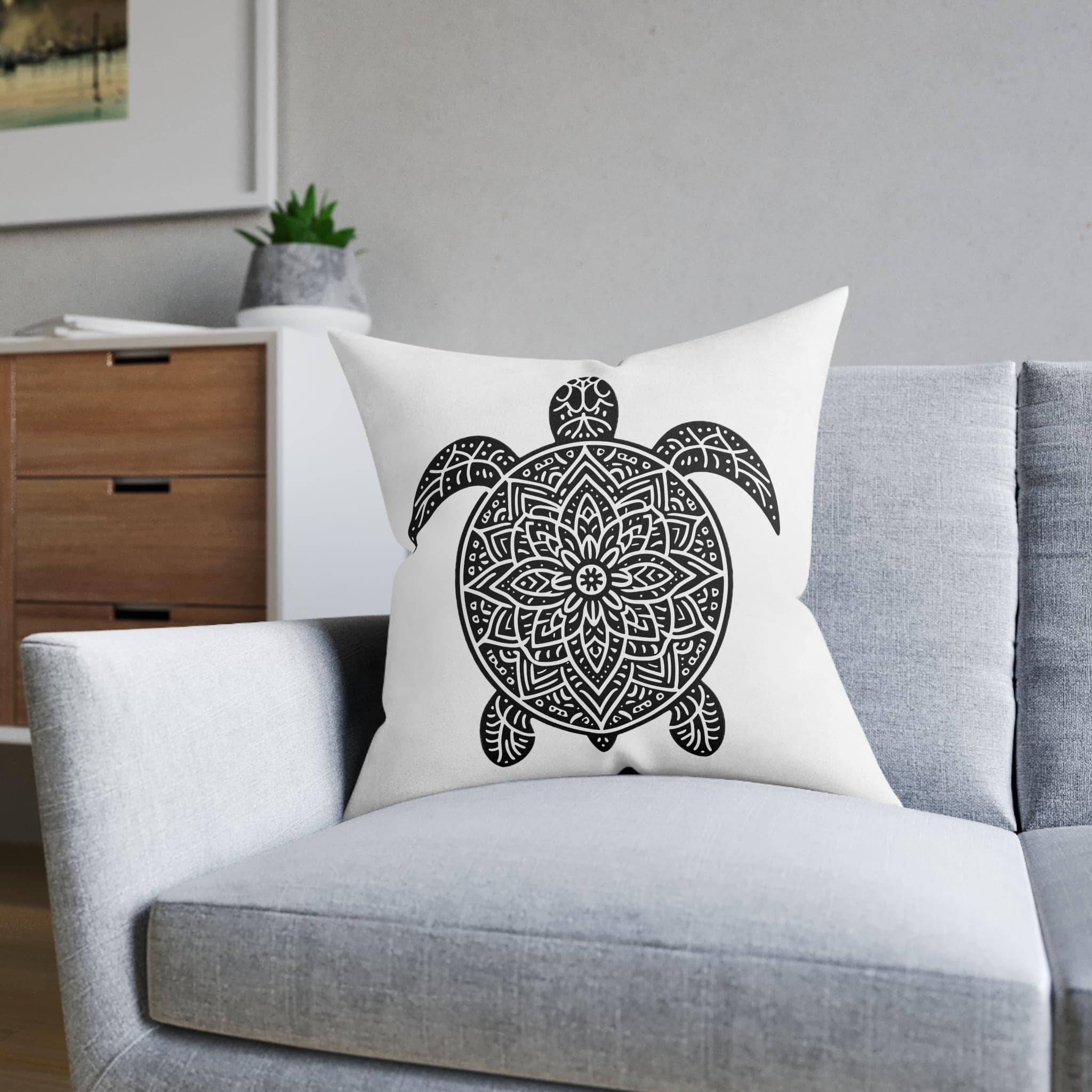 Turtle Copia Square Pillow Pink Back - Image 12