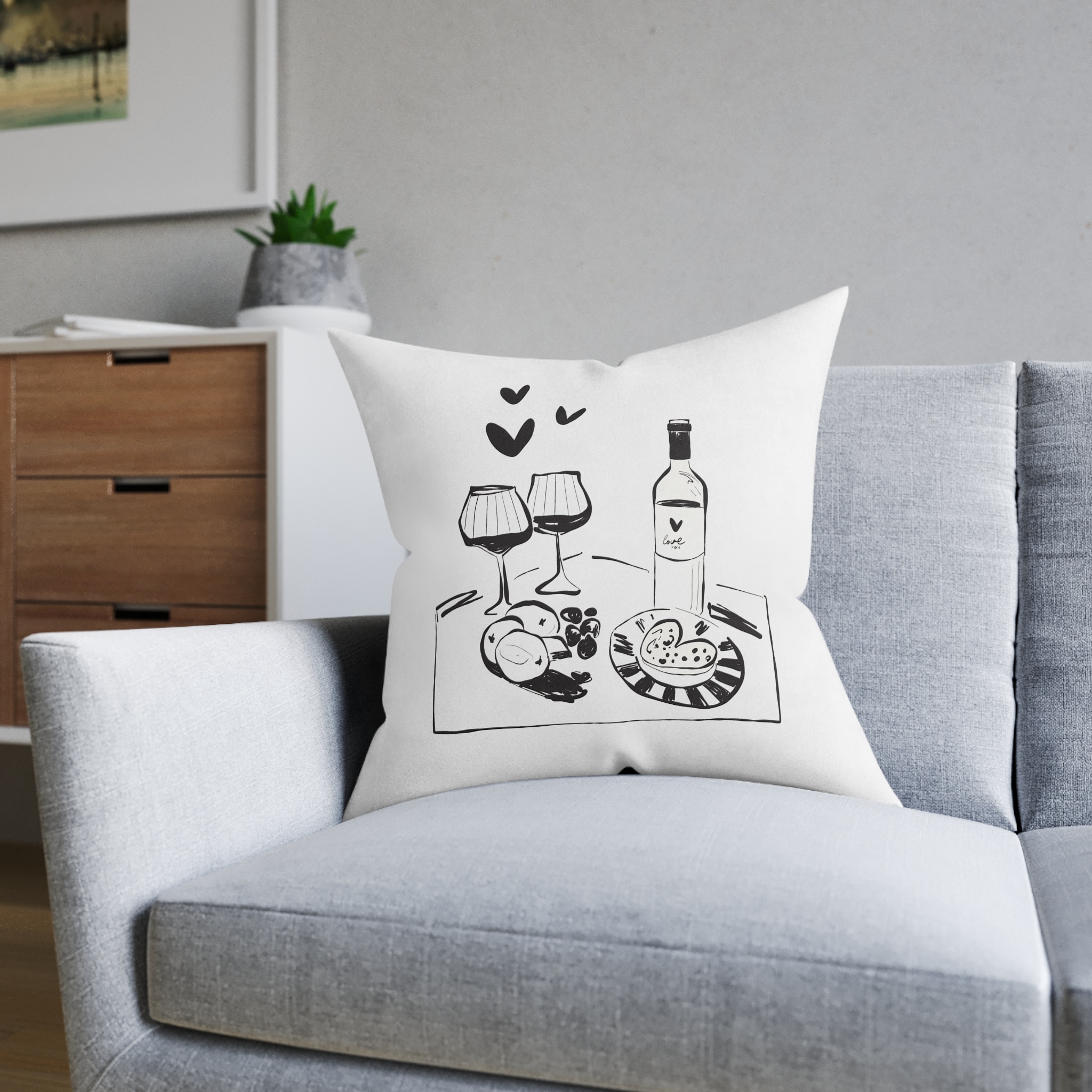 Saint Valentine S Day Hand Drawn Trendy Vector Illustration Love Card Design Cute Doodle Romantic Square Pillow Pink Back - Image 12