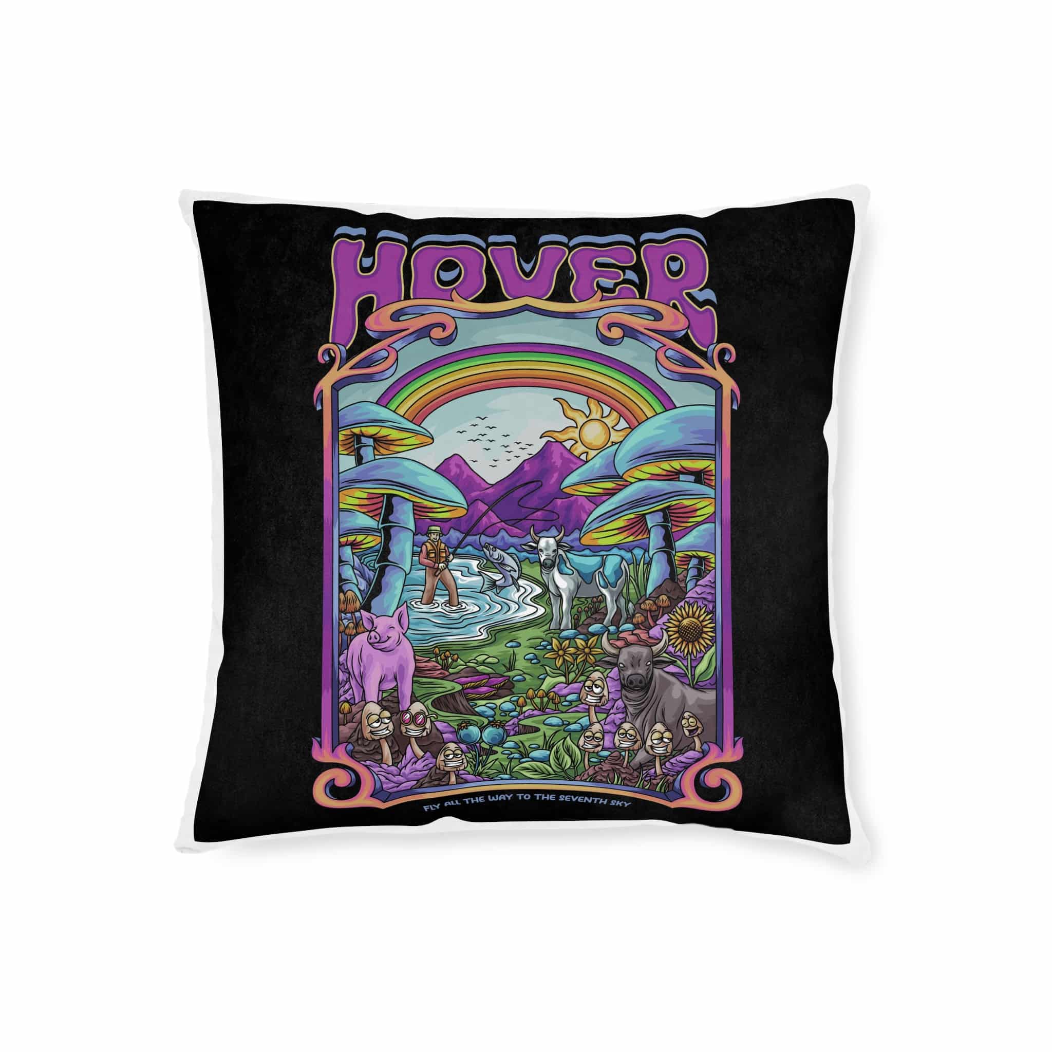 Magic Psychedelic With Text Illustration Square Pillow Pink Back - Image 5