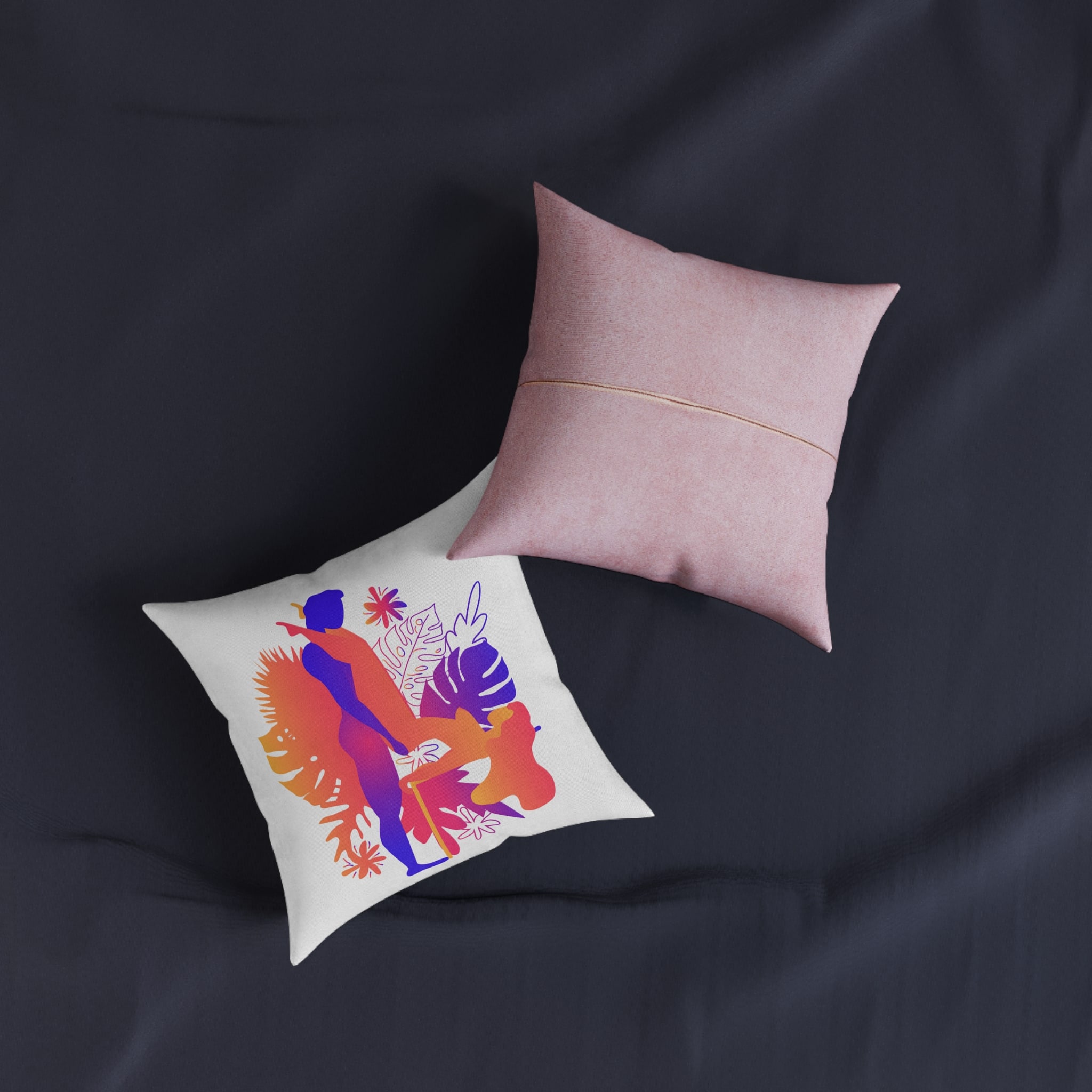 Kama Sutra Man Woman Have Sex Art Love Sexual Position Butterfly Square Pillow Pink Back - Image 3