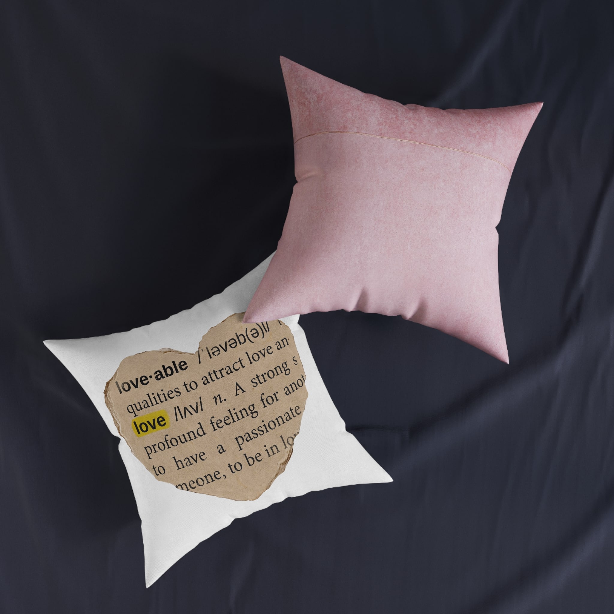 Love Definition Png Sticker Ripped Paper Ephemera Transparent Background Square Pillow Pink Back - Image 11