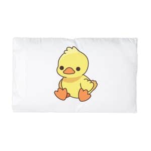 Adorable Yellow Duckling Illustration Cute Cartoon Baby Duck Sitting Microfiber Pillowcase