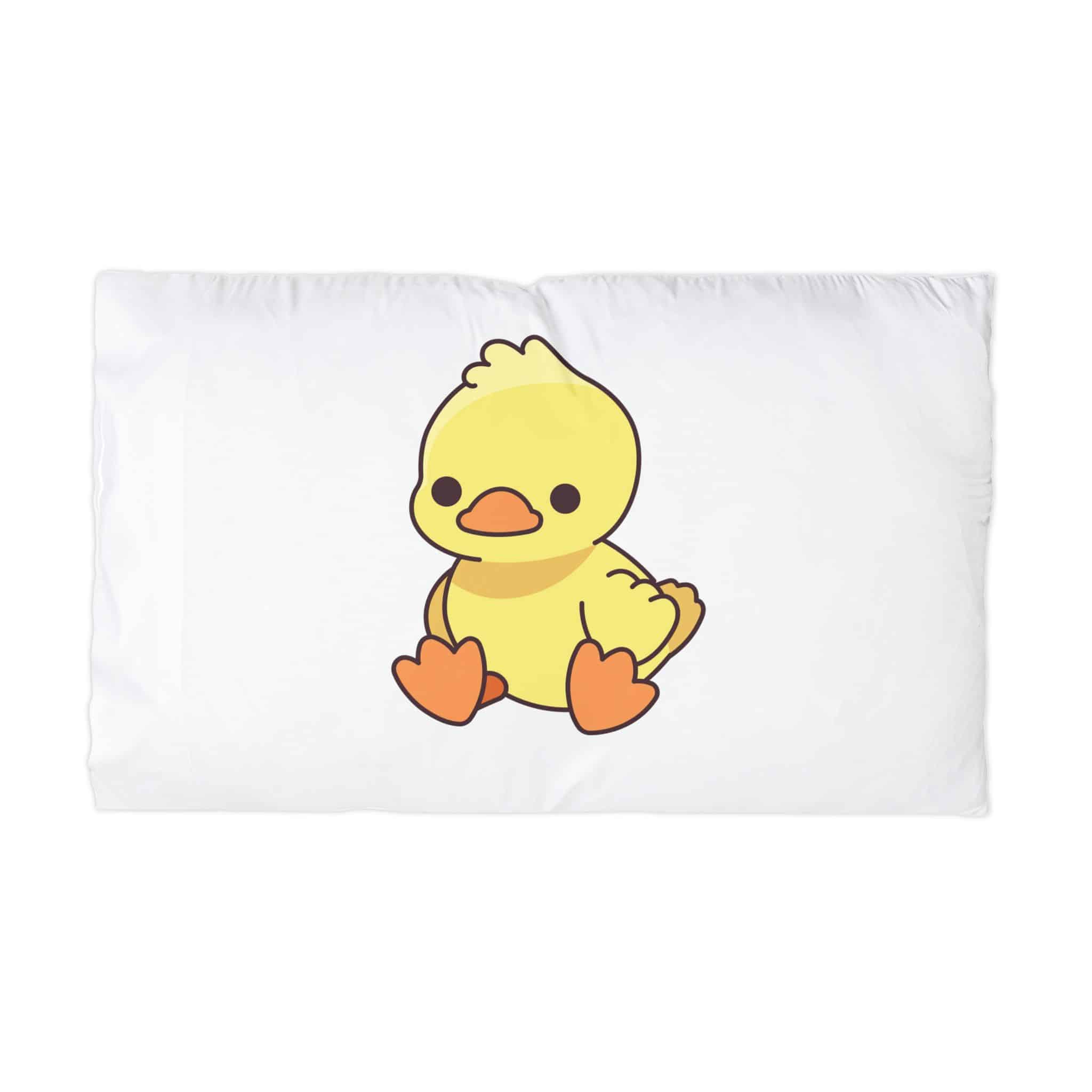 Adorable Yellow Duckling Illustration Cute Cartoon Baby Duck Sitting Microfiber Pillowcase