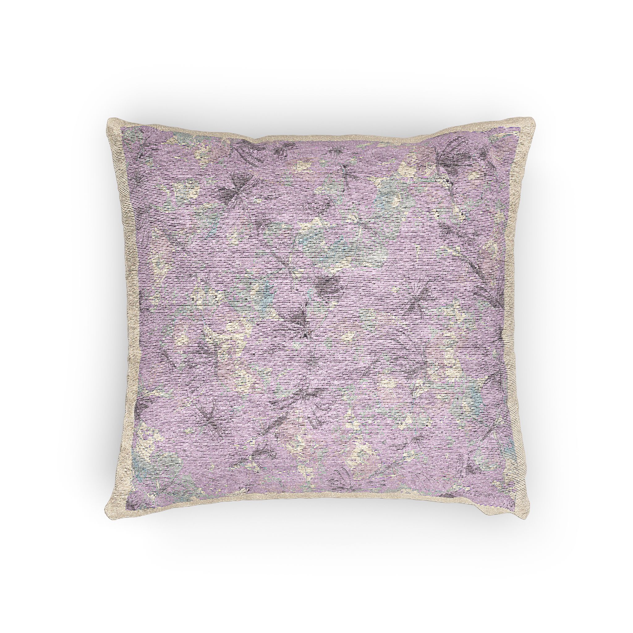 Lilac Pink Blue Butterflies Watercolor Illustration Seamless Pattern White Background From Cats Butterflies Collection Fabric Textile Wallpaper Packaging Wrapping Paper Decoration Woven Pillow - Image 4