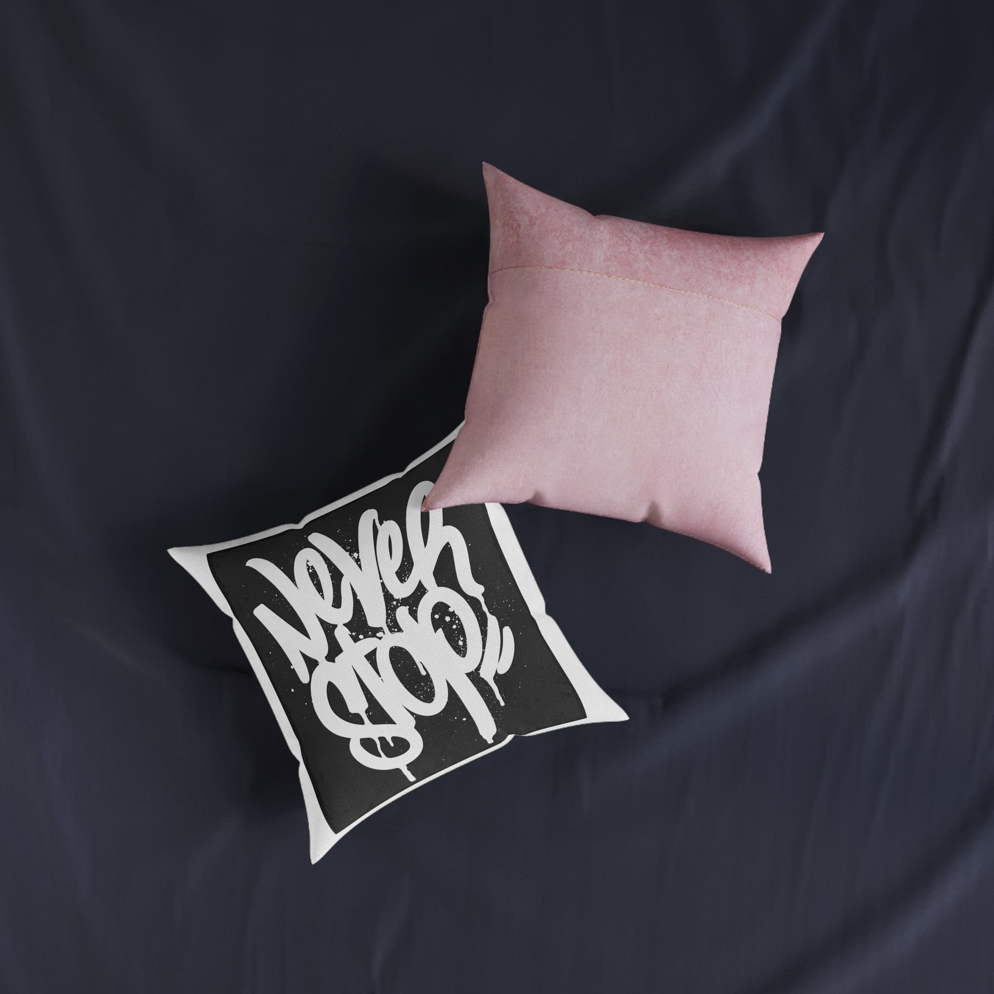 Never Stop Copia Square Pillow Pink Back - Image 7