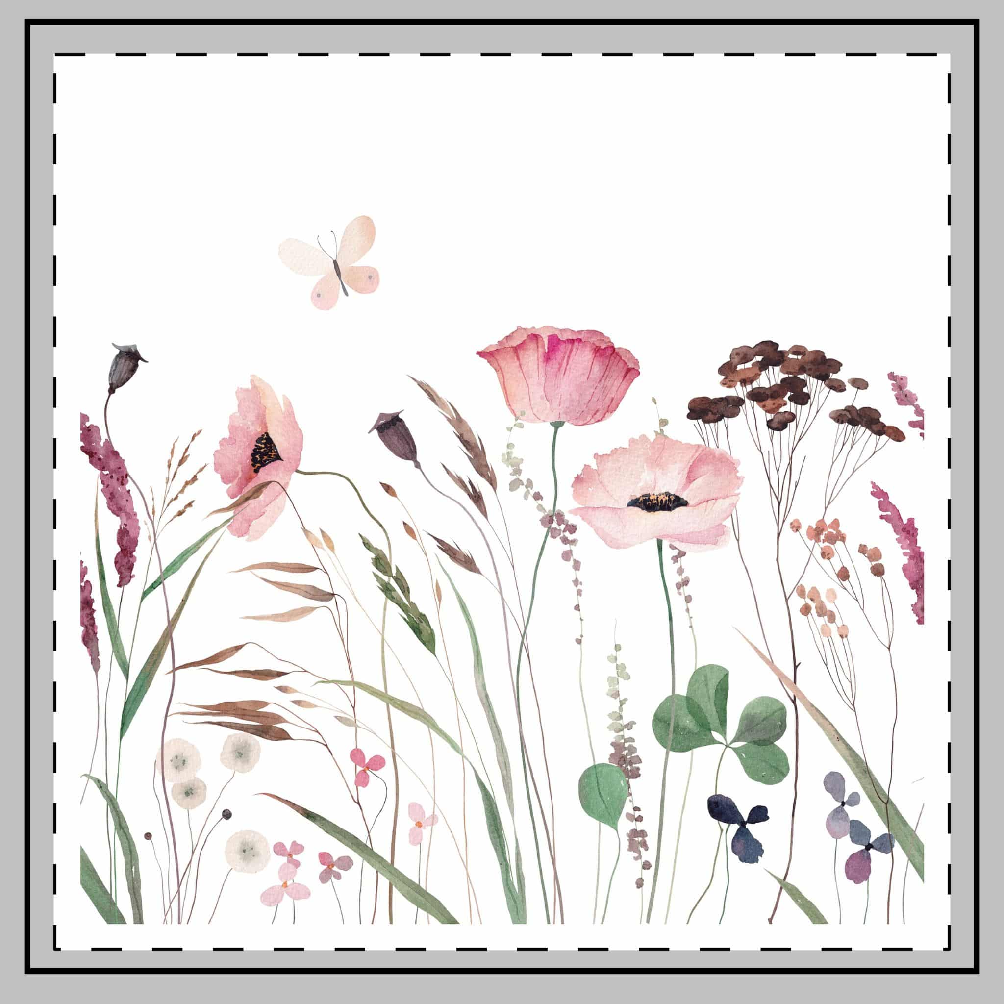 Watercolor With Wildflowers Herbs Butterfly Summer Meadow Throw Pillow - Image 2