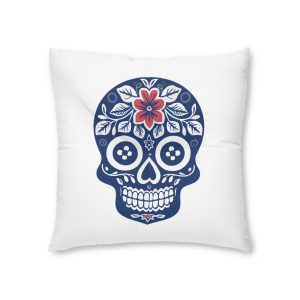 Colorful Floral Sugar Skull 171602 Tufted Floor Pillow Square