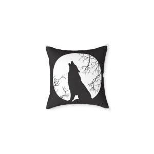 Wolf Moon Square Poly Canvas Pillow