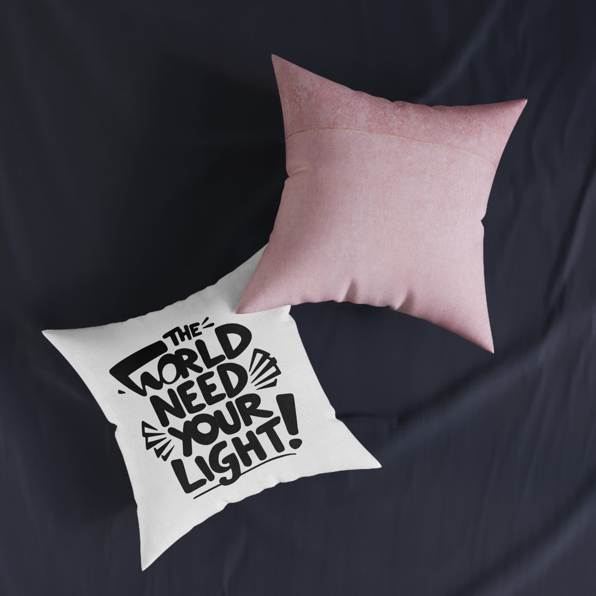 The World Need Your Light 1 Square Pillow Pink Back - Image 11