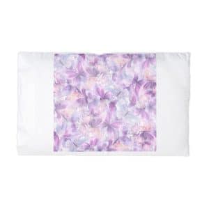 Lilac Pink Blue Butterflies Watercolor Illustration Seamless Pattern White Background From Cats Butterflies Collection Fabric Textile Wallpaper Packaging Wrapping Paper Decoration Microfiber...