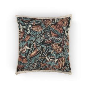 Vintage Tattoos Colorful Seamless Pattern Woven Pillow