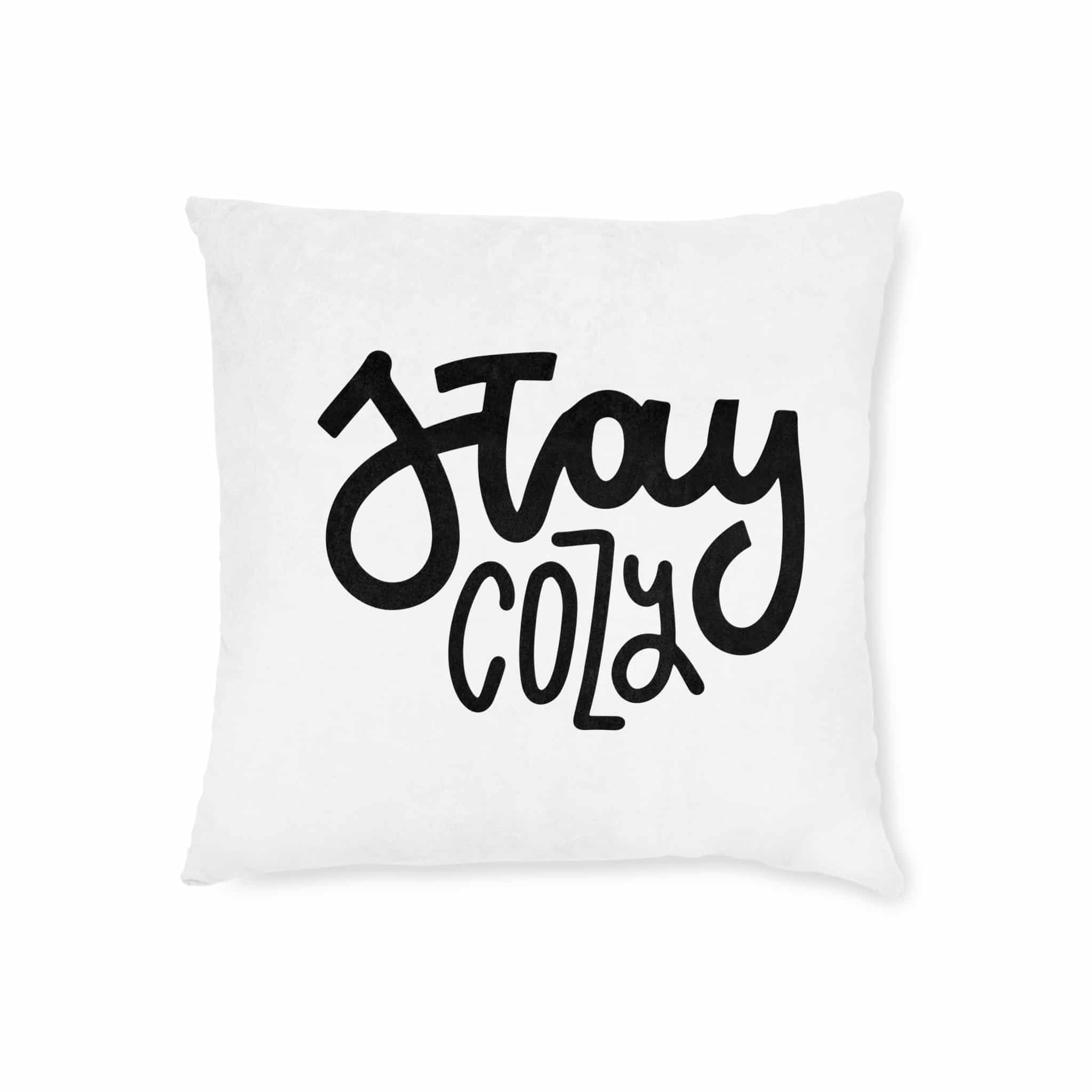 Stay Cozy Hand Written Lettering Quote Hygge Phrase Winter Autumn Time Modern Calligraphy Po Square Pillow Pink Back - Image 5