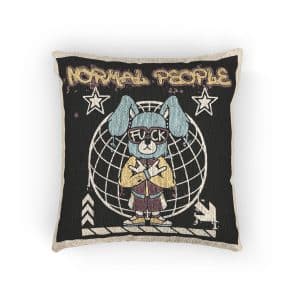 Graffiti Rabbit Street Wear Illustration With Slogan Normal People Woven Pillow